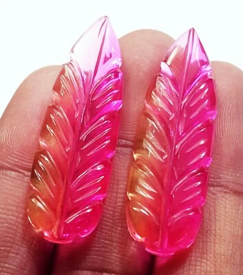 48.30 Ct Brazilian Topaz Carving Fancy Shape Loose Gemstones Pair - Image 1 of 4