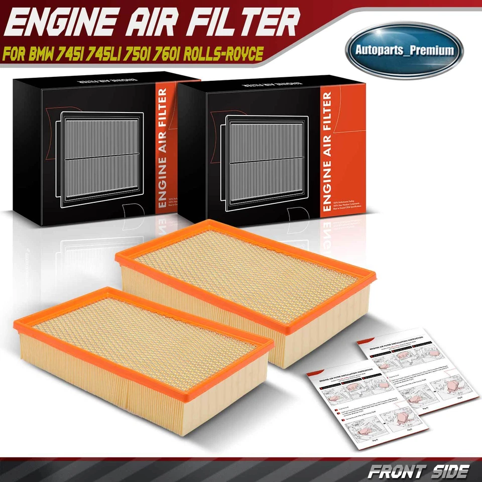 2x Filtro de aire del motor para BMW 745i 745Li 750i 760i Alpina B7 Rolls-Royce Phantom Foto 1 de 4