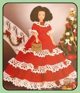 11-1/2" Fashion Doll Crochet GOWN Dress by Margie Wicker Holiday Fibre Craft - Picture 1 of 3