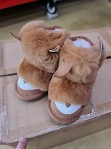 USED ONCE Ugg Kids Zip Fox Boots BROWN Colours 5/6 - Picture 1 of 10