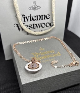 Vivienne Westwood Nana Collar 3D Pequeño Orbe Oro Rosa Colgante - Imagen 1 de 5