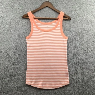 Camiseta sin mangas Caslon de algodón a rayas coral S Foto 1 de 3