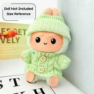 Handmade 15/17cm Doll Clothes Size Fits for LABUBU Green Cute Sweater Hat - Picture 1 of 3