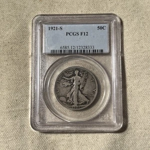 1921-S WALKING LIBERTY HALF DOLLAR - PCGS F-12, PLEASING ORIGNAL, TOUGH DATE! - Picture 1 of 2
