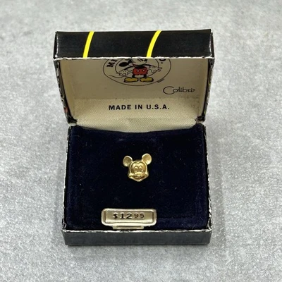 Vintage Colibri Disney Mickey & Co Tie Tack Gold Tone Mickey Mouse New In Box - Image 1 of 4