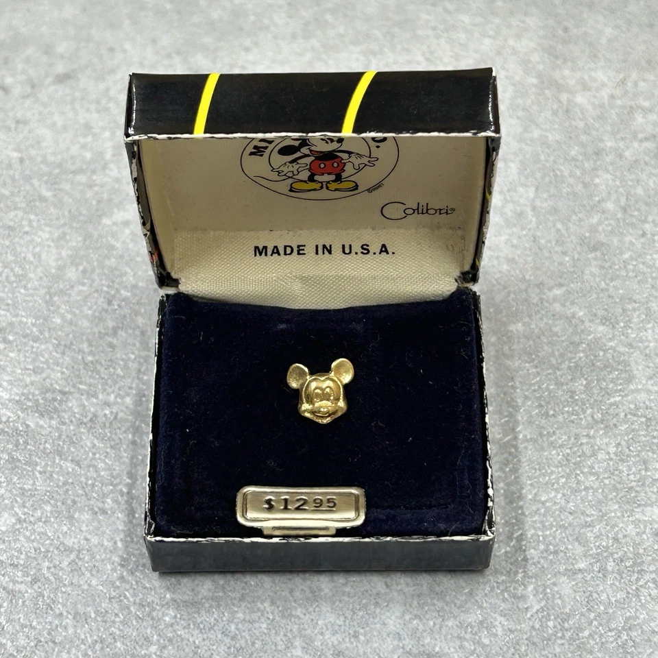 Vintage Colibri Disney Mickey & Co Tie Tack Gold Tone Mickey Mouse New In Box - Image 1 of 4