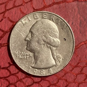 1984 P Quarter Errors Off Center, Filled In "P", Missing Letters In God We Trust - Picture 1 of 2