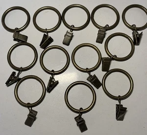 Set Of 12 Antique Bronze Pottery Barn Curtain Hardware Rod Clip Rings 1.25” - Picture 1 of 4