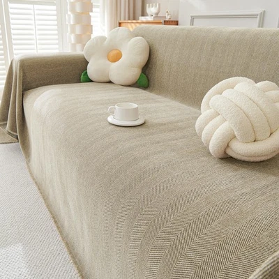 Extra Large Chenille Sofa Slipcovers 90" Widened Couch Blanket Chevron Pattern - Image 1 of 4