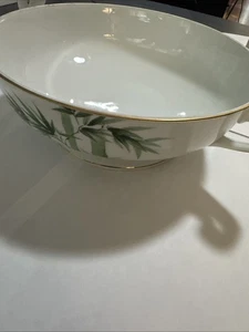 Noritake Serving Bowl Bamboo W/Handles Discont. Pattern Japan Vintage Gold Lined - Picture 1 of 8