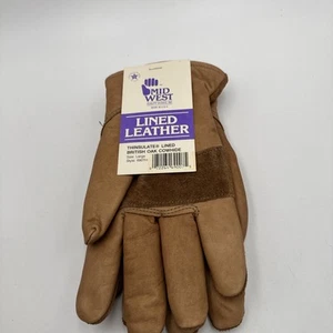 Mid West Quality Lined Thinsulate Leather Cowhide Work Gloves Large - Picture 1 of 6