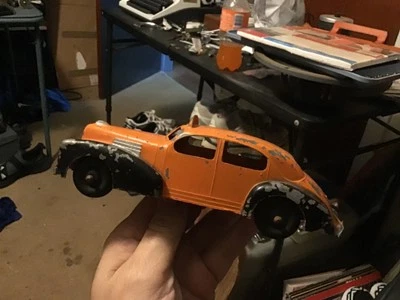 Old Hubley Diecast  7” 1940’s Taxi Toy Car In Orange & Black - Image 1 of 4