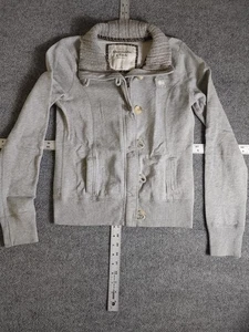 MÄDCHEN ABERCROMBIE KINDER GRAU PULLOVER CARDIGAN VOLLER REISSVERSCHLUSS Größe Medium - Bild 1 von 4