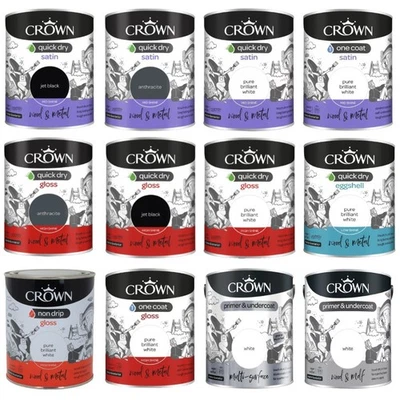 Crown Quick Dry, Non Drip, One Coat, Eggshell, MDF Wood & Metal - Paint 750ml - Image 1 of 4