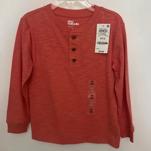NUEVO CON ETIQUETAS Camisa Henley de Manga Larga Naranja Epic Threads para Niño Talla 4T Algodón Poli Nlebd - Imagen 1 de 4