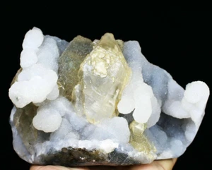 Esemplare minerale a grappolo cristallo quarzo simbiosi calcite rara naturale 3,64 libbre - Foto 1 di 10
