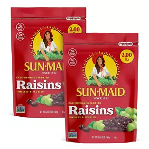 Sun-Maid California Sun-Dried Raisins - (2 Pack) 32 Oz Resealable Bag - Picture 1 of 8