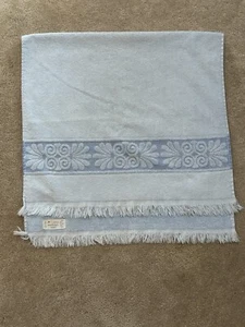 Vintage Cannon Monticello Bath Towel Blue Patterned Fringe - Picture 1 of 6