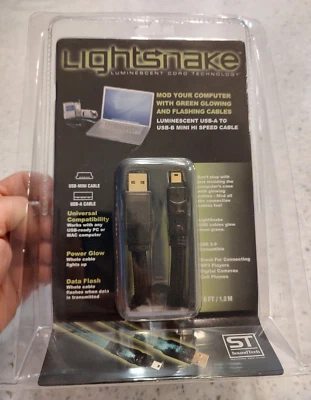 LIGHTSNAKE STUSBMINI6 USB-A TO USB-MINI CABLE - LIGHTS UP WHEN DATA PASSES - Image 1 of 4