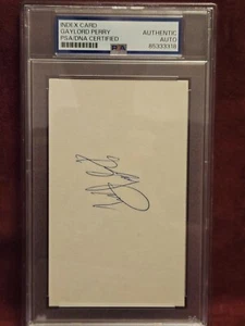 GAYLORD PERRY 1991 HALL OF FAME 2X CY YOUNG 5X ALL STAR SIGNED INDEX CARD PSA - Picture 1 of 1