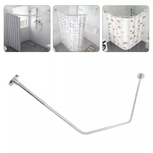 Corner Shower Curtain Rod Adjustable Stainless Steel Curved Shaped Rack Bathroom - Picture 1 of 15