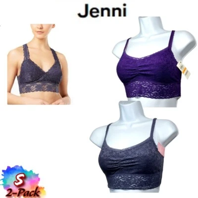 NWT 2-Pack Jenni by Jennifer Moore Women's Size S Lace Bralette Purple Gray - Image 1 of 4