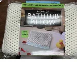 Non-Slip Cushioned Bath Tub Spa Pillow W/ Suction Cups Great  Relaxing  Bathtub - Picture 1 of 3