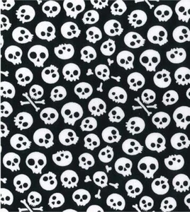 Estampado Polialgodón Manualidades Tela Material - Blanco Calaveras en Negro - Imagen 1 de 2