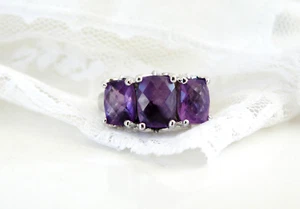 Sterling Silver 925 Natural Heated Brazilian Amethyst Butterfly Ring Size 6 - Picture 1 of 8