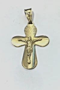 New 14k Solid Gold “Spoon” Crucifix - Picture 1 of 1