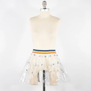 Clear Vinyl LED Light Up Mini Skirt S/M Rainbow Party Rave Costume Skater Skirt - Picture 1 of 10
