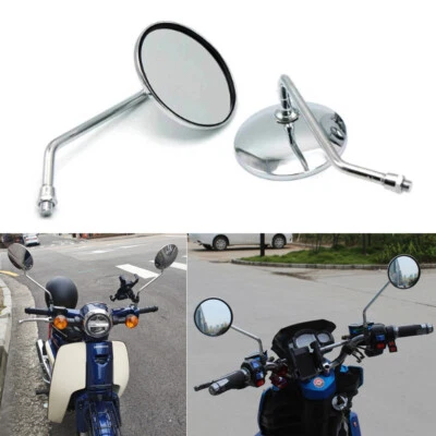 铬长杆摩托车后视镜 10 毫米适用于本田 CB500 CB750 CB1000 VTX1300C — 第 1/4 张图片