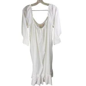 VICTORIA'S SECRET Gold Label White Vintage Cotton Midi-Length Nightgown Medium - Picture 1 of 7