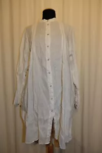 PELLE P lange Bluse Longbluse Blusenkleid Tunika 100% Leinen weiß XL - Picture 1 of 4