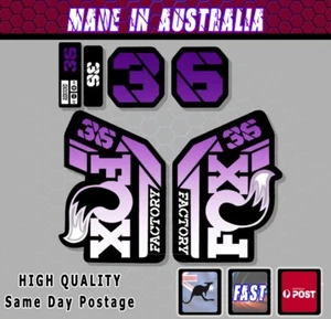 FOX style Factory 36 - 2021 Fork Decals Stickers Purple Fade black Laminated - Picture 1 of 2