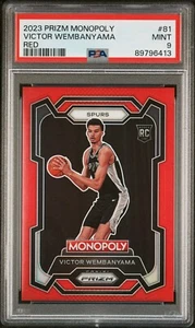 2023 Victor Wembanyama RC Prizm Monopoly Red #52/99  #81 PSA 9 - Picture 1 of 3