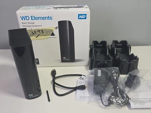 WD Elements 12 To, Disque dur externe en boîte complet avec adaptateur secteur - Noir - Photo 1/15