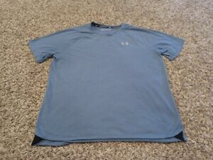 Under Armour Run Mens Running T Shirt Size 2XL Blue Short Sleeve Crewneck Fitted