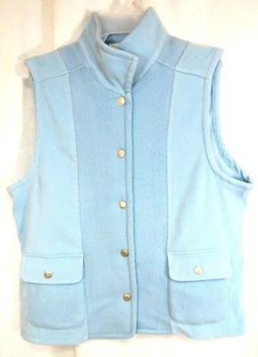 Chaleco Alfred Dunner Talla 10 Pequeño Azul Polar Cuello Frontal a Presión Bolsillos Sin Mangas Foto 1 de 3