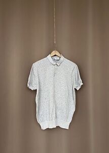 Brunello Cucinelli 100% Cotton Mens Polo Striped Collared T Shirt Size 52