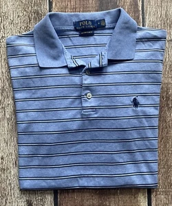 POLO RALPH LAUREN CUSTOM SLIM FIT STRIPED POLO SHIRT MENS MEDIUM EUC FITS SMALL - Picture 1 of 7