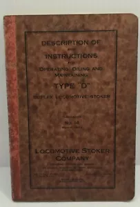 Operating Oiling & Maintaining Type D Duplex Loco Stoker Instruction Booklet VTG - Picture 1 of 17
