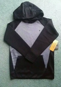 BOYS OLD NAVY ACTIVE HOODED LONG SLEEVE BLACK/ GRAY PULLOVER JACKET SZ 8 NWT - Picture 1 of 6