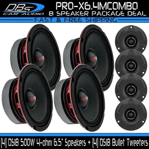 4 DS18 PRO-X6.4M 6.5" Midrange Loud Speakers 4 PRO-TWX1BK Super Bullet Tweeter - Picture 1 of 10