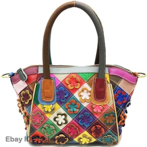 Bolso de Mano Bolso de Hombro Colorido Floral de Cuero de Vaca para Mujer - Imagen 1 de 12