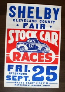 Vintage Shelby Cleveland County Fair Stock Car Rennen Poster 1990er Nachdruck - Bild 1 von 11