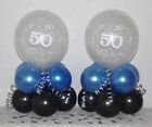 50th Birthday  2 / 6 / 12 Pack Table Balloon Decoration Display Kit - Blue/Black