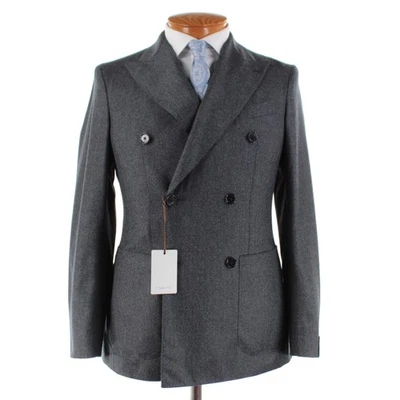 Caruso NWT Wool Double Breasted Two Piece Suit Size 46R (36R US) Aida In Gray - Image 1 of 4