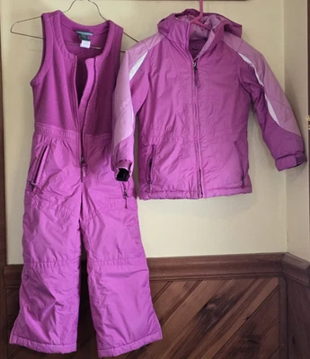 Ll bean Traje de Nieve Nieve Esquí Pantalones Baberos Chaqueta CONJUNTO Rosa TALLA PEQUEÑA 4 Invierno Niño Pequeño Foto 1 de 4