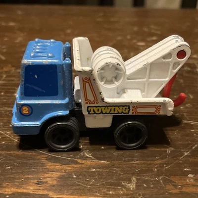 Camión de remolque Mattel First Wheels 1979 vintage azul con gancho fundido a presión Foto 1 de 4